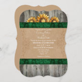 Donkergroen Bruin Rustieke Zonnebloem bruiloft Uit Kaart (Voorkant / Achterkant)