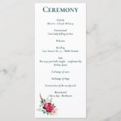 Donkergroen, Burgundy & Blush Boho Floral Programm Programmakaart (Voorkant)