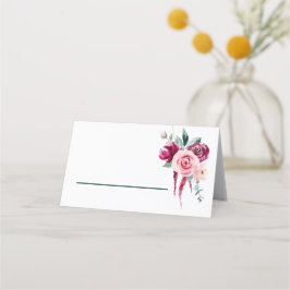 Donkergroen, Burgundy & Blush Boho Place Card Plaatskaartje