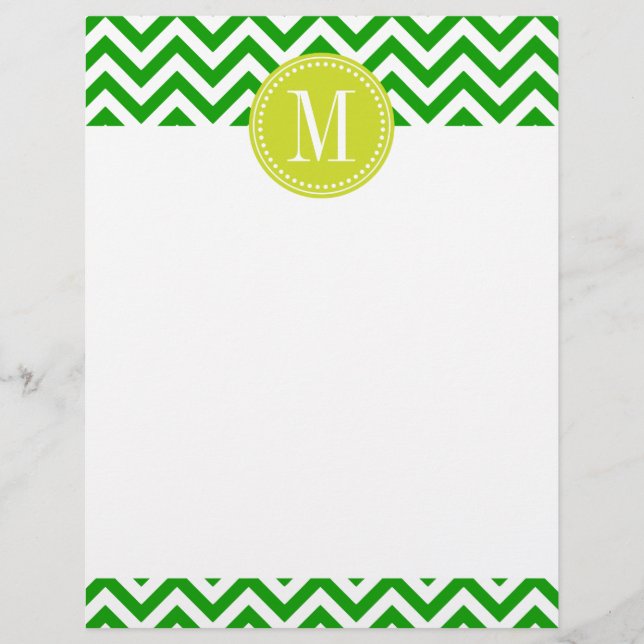 Donkergroen Chevron Zigzag gepersonaliseerd Monogr (Voorkant)