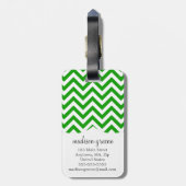 Donkergroen Chevron Zigzag gepersonaliseerd Monogr Bagagelabel (Achterkant verticaal)