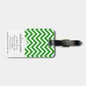 Donkergroen Chevron Zigzag gepersonaliseerd Monogr Bagagelabel (Achterkant horizontaal)