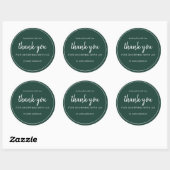 Donkergroen Chic Script Bedankt voor uw aankoop Ronde Sticker (Vel)