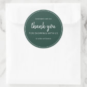 Donkergroen Chic Script Bedankt voor uw aankoop Ronde Sticker (Tas)