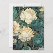 Donkergroen, crème en gouden bloemenbruiloft kaart (Achterkant)