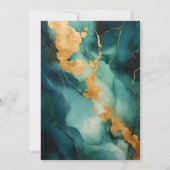 Donkergroen, crème en gouden inkt bruiloft kaart (Achterkant)