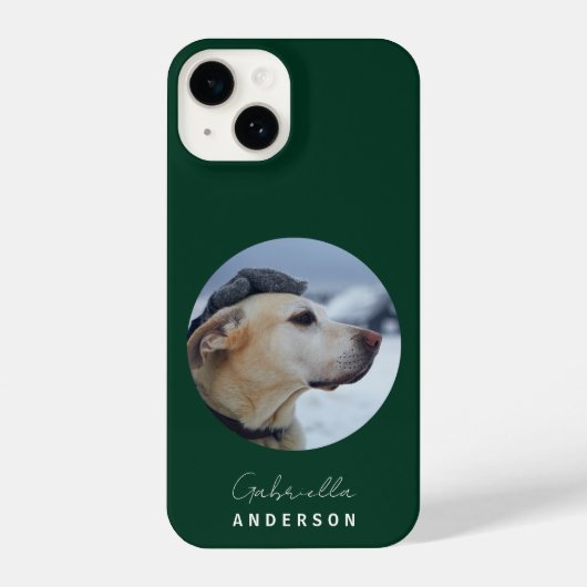 Donkergroen Custom Baby Pet Dog Foto en Naam iPhone Hoesje (Achterkant)