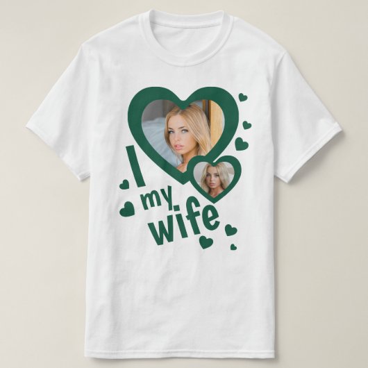 Donkergroen Custom Ik hou van mijn vrouw mannen t  T-shirt (Design voorkant)
