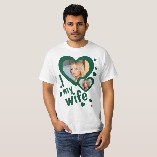 Donkergroen Custom Ik hou van mijn vrouw mannen t  T-shirt (Voorkant volledig)