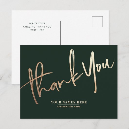 Donkergroen dank u Elegant Universal Briefkaart (Voorkant / Achterkant)