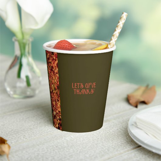 Donkergroen diner Herfstfeest Happy Thanksgiving Papieren Bekers (Insitu)