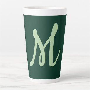 Donkergroen Eenvoudig Elegant Modern Eigen Naam Mo Latte Mok