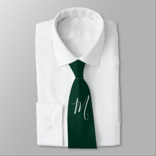 Donkergroen Eenvoudig Elegant Modern Eigen Naam Mo Stropdas