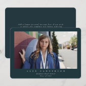 Donkergroen, eenvoudig, modern Afstuderen met één  Aankondiging (Voorkant / Achterkant)