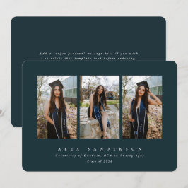 Donkergroen Eenvoudig Modern Drievoudig Afstudeerf Aankondiging