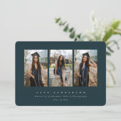 Donkergroen Eenvoudig Modern Drievoudig Afstudeerf Aankondiging (Staand voorkant)