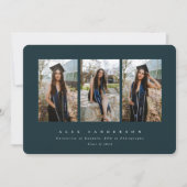 Donkergroen Eenvoudig Modern Drievoudig Afstudeerf Aankondiging (Voorkant)