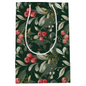 Donkergroen Elegant groen Botanische Kerstmis Medium Cadeauzakje (Voorkant)