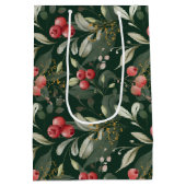 Donkergroen Elegant groen Botanische Kerstmis Medium Cadeauzakje (Achterkant)