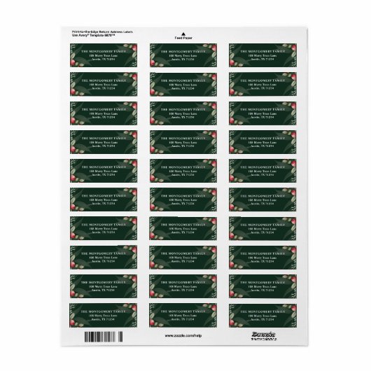 Donkergroen Elegant groen Kerstmis Chic Etiket (Full Sheet)