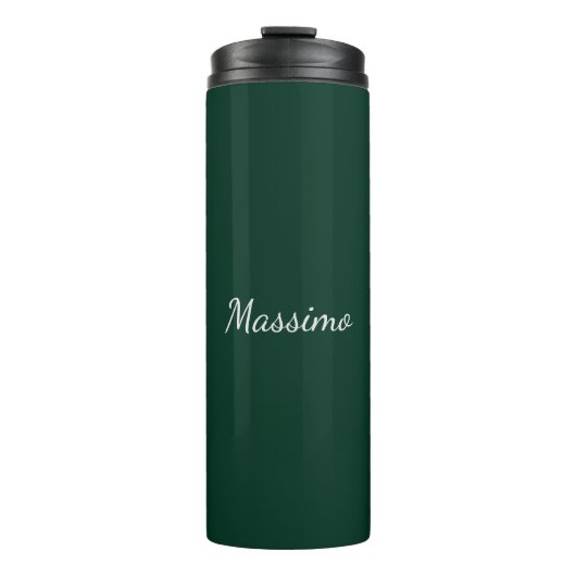 Donkergroen Elegant Informeel Eigen Naam Handgesch Thermosbeker (Voorkant)