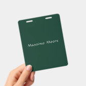 Donkergroen Elegant Informeel Eigen Naam Handschri Badge (Handheld)