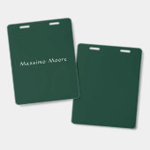 Donkergroen Elegant Informeel Eigen Naam Handschri Badge (Voor- en achterkant)