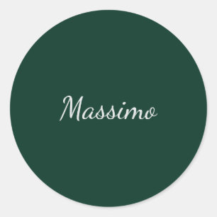 Donkergroen Elegant Informeel Eigen Naam Handschri Ronde Sticker