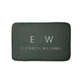 Donkergroen Elegant Modern Minimalistisch Monogram Badmat (Voorkant)