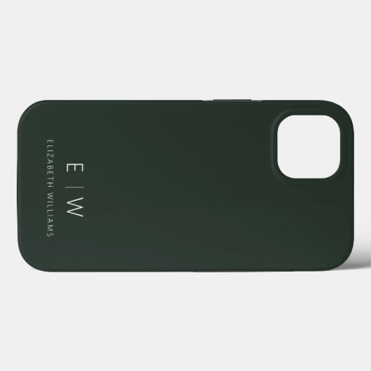 Donkergroen Elegant Modern Minimalistisch Monogram Case-Mate iPhone Case (Achterkant (horizontaal))