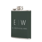 Donkergroen Elegant Modern Minimalistisch Monogram Heupfles (Links)