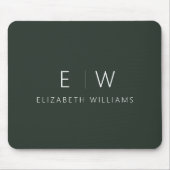 Donkergroen Elegant Modern Minimalistisch Monogram Muismat (Voorkant)