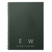Donkergroen Elegant Modern Minimalistisch Monogram Notitieboek (Voorkant)