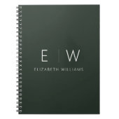 Donkergroen Elegant Modern Minimalistisch Monogram Notitieboek (Voorkant)