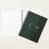 Donkergroen Elegant Modern Minimalistisch Monogram Planner (Display)