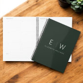 Donkergroen Elegant Modern Minimalistisch Monogram Planner