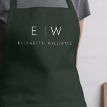 Donkergroen Elegant Modern Minimalistisch Monogram Schort<br><div class="desc">Verhoog uw culinaire ervaring met onze Classic Elegant Modern Minimalist Monogram Name Cooking Schort. Deze essentiële keuken combineert tijdloze elegantie naadloos met hedendaags minimalisme. Dit schort is met precisie vervaardigd en is niet alleen een praktisch accessoire, maar ook een uiting van persoonlijke stijl. Met het aanpasbare monogram en de naamoptie...</div>