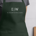 Donkergroen Elegant Modern Minimalistisch Monogram Schort<br><div class="desc">Verhoog uw culinaire ervaring met onze Classic Elegant Modern Minimalist Monogram Name Cooking Schort. Deze essentiële keuken combineert tijdloze elegantie naadloos met hedendaags minimalisme. Dit schort is met precisie vervaardigd en is niet alleen een praktisch accessoire, maar ook een uiting van persoonlijke stijl. Met het aanpasbare monogram en de naamoptie...</div>