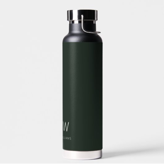 Donkergroen Elegant Modern Minimalistisch Monogram Waterfles (Links)