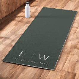 Donkergroen Elegant Modern Minimalistisch Monogram Yogamat