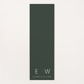 Donkergroen Elegant Modern Minimalistisch Monogram Yogamat (Voorkant)