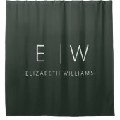 Donkergroen Elegant Modern Minimalistisch Zwart Wi Douchegordijn (Voorkant)