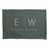 Donkergroen Elegant Modern Minimalistisch Zwart Wi Kussensloop (Voorkant)