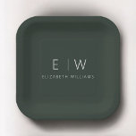 Donkergroen Elegant Modern Minimalistisch Zwart Wi Papieren Bordje<br><div class="desc">Verhoog uw eetervaring met ons Classic Elegant Modern Minimalist Monogram Bord. Dit zorgvuldig ontworpen bord combineert tijdloze verfijning naadloos met hedendaags minimalisme en voegt een vleugje verfijnde elegantie toe aan uw tabelinstellingen. Dit bord, dat met precisie en oog voor detail is vervaardigd, is meer dan alleen servies; het is een...</div>