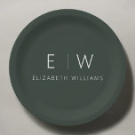 Donkergroen Elegant Modern Minimalistisch Zwart Wi Papieren Bordje<br><div class="desc">Verhoog uw eetervaring met ons Classic Elegant Modern Minimalist Monogram Bord. Dit zorgvuldig ontworpen bord combineert tijdloze verfijning naadloos met hedendaags minimalisme en voegt een vleugje verfijnde elegantie toe aan uw tabelinstellingen. Dit bord, dat met precisie en oog voor detail is vervaardigd, is meer dan alleen servies; het is een...</div>