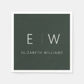 Donkergroen Elegant Modern Minimalistisch Zwart Wi Servet (Voorkant)