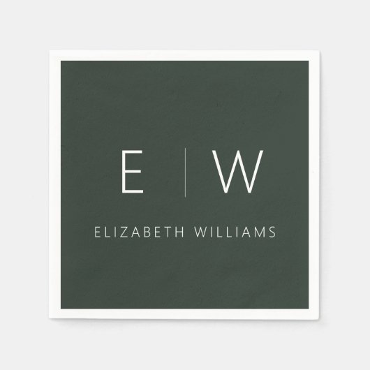 Donkergroen Elegant Modern Minimalistisch Zwart Wi Servet (Voorkant)