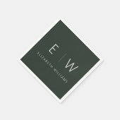 Donkergroen Elegant Modern Minimalistisch Zwart Wi Servet (Hoek)
