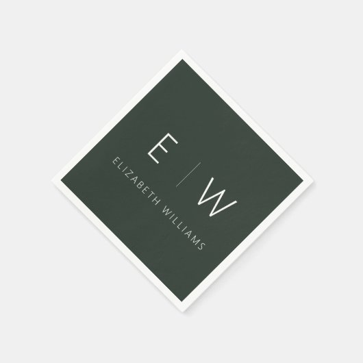 Donkergroen Elegant Modern Minimalistisch Zwart Wi Servet (Hoek)