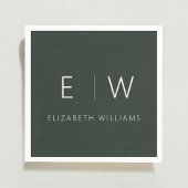 Donkergroen Elegant Modern Minimalistisch Zwart Wi Servet